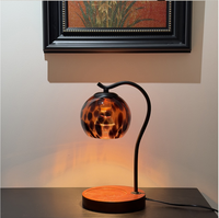 Lampe chauffe-bougie de style nouveau, abat-jour en verre, source lumineuse LED, lampe de table à base en bois, livraison directe disponible.