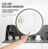 Commode de chambre en bois de luxe avec miroir éclairé, coiffeuse brillante avec tiroirs, mobilier moderne pour hôtel et maison, OEM ODM