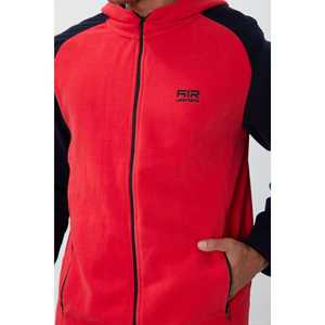 Sweat-shirt à capuche en polaire Air Jones Connell Fiesta pour homme, rouge, décontracté, respirant, avec poches, idéal pour l'automne - Product Image 1