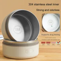 Boîte à Lunch Isotherme Double Paroi en Acier Inoxydable 304 de Gros, 1-3L, Durable, Portable, Micro-ondable, Chauffable, Couvercle Anti-Fuite
