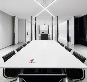 Stasiun kerja batu kuarsa persegi panjang dapat disesuaikan, meja konferensi <span class=keywords><strong>12</strong></span> orang modern melengkung - Product Image 6