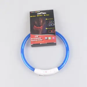 Товары для домашних животных, пластиковое ожерелье, светящийся в темноте, мигающий светодиодный USB-ошейник для собак - Product Image 1