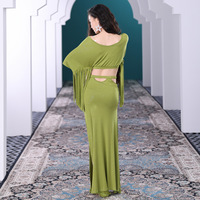 Offre Spéciale de haute qualité femmes filles pratique Costume couverture lâche la chair manches droites ensemble de danse du ventre