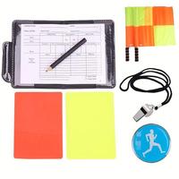 Kit d'Arbitre de Football 4 en 1: Drapeaux de Juge de Touche, Sifflet, Pièce à Lancer et Cartons Jaunes avec Carnet – Accessoires d'Arbitrage