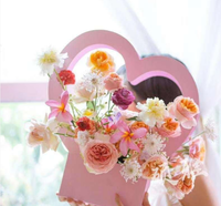 Swanzl — panier d'emballage floral pliable, en forme de cœur, écologique, avec poignée, pour rangement de fleurs, boîte de mariage
