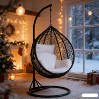 Balançoire de jardin, balançoire d'intérieur, balançoire de salon, balançoire en bois et rotin pour enfants, chaise suspendue en plastique transparent en forme d'œuf