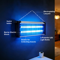Piège à insectes électrique UV 40W de haute qualité avec lumière LED violette, tue-moustiques, répulsif anti-moustiques pour insectes et mouches