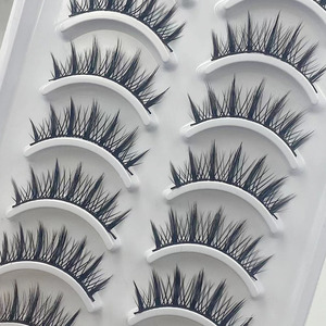 Pack de 10 paires 046 #   Cils synthétiques naturels épais style petite démonièse <span class=keywords><strong>manga</strong></span> pour maquillage de fille mignonne, look occidental léger - Product Image 4