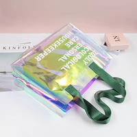 Sac fourre-tout de plage en PVC transparent holographique irisé, personnalisé, de luxe, imperméable, avec logo, pour la vente en gros