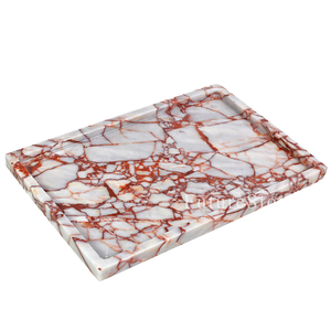 Bandeja Moderna de Mármol Rojo Calacatta Natural, Forma Ovalada Pulida, para Hotel, Hogar, para Velas, Bocadillos, Decoración de Mesa, Villa - Product Image 1
