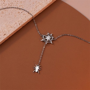 Dainty All Saints' Day <b>Choker</b> Necklace Jewelry Charm Women Stainless Steel Spider Pendant Tassel Necklace - Product Image 5