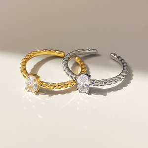 Fashion Twist 18k Gold Plated 3A <b>Cubic</b> <b>Zirconia</b> Oval <b>Ring</b> for Women - Product Image 4