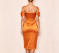 Dernières pièces en stock : Robe décontractée mi-longue sexy à épaules dénudées pour femmes, style européen et américain, en liquidation