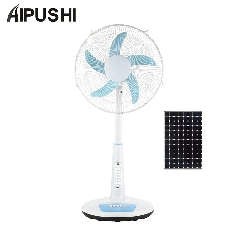 Solar Power 16Inch 12v dc Stand Up Fan lithium battery Rechargeable fan LED Light Indoor/Outdoor solar fan dc