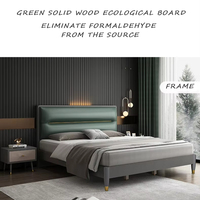 Lit double scandinave moderne, simple, compact, avec coffre de rangement haut, luxe léger, pour chambre principale