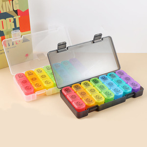 Pastillero <span class=keywords><strong>Mensual</strong></span> de Viaje con 21 Compartimentos Codificados por Colores, 3 Veces al Día, Caja de Almacenamiento con Tapas Herméticas, Gran Venta - Product Image 4