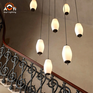 Lampadario Moderno Minimalista a 6 Luci <span class=keywords><strong>in</strong></span> <span class=keywords><strong>Vetro</strong></span>, Lampada a Sospensione Creativa <span class=keywords><strong>in</strong></span> <span class=keywords><strong>Vetro</strong></span> Opalino Bianco per Sala da Pranzo e Camera da Letto - Product Image 4