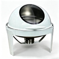Chauffe-Plat de Luxe Blanc 6L en Acier Inoxydable à Alimentation au Gaz, Meilleure Vente, pour Buffet d'Hôtel et Fêtes