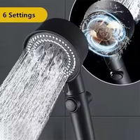 Chrome Six Gear Turbocharged Pluie Pommeau De Douche À Main ABS Finition Économie D'eau Domestique Salle De Bains Robinet Accessoire