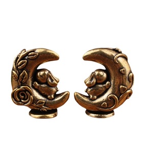 Adorno de Conejo de Jade y Latón, 2 Piezas, Estilo Chino Retro, Decoración para el Hogar, Regalo para Sala de Estar, Diseño de Follaje - Product Image 5