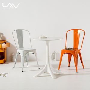 Chaise de salle à manger en métal, design vintage industriel, pour <span class=keywords><strong>restaurant</strong></span>, café, bistrot, couleur orange, livraison gratuite, vente en gros - Product Image 3