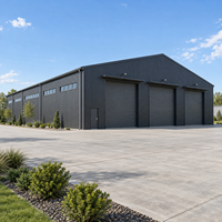 Structure en acier sur mesure pour entrepôt, avec auvent pour porte coulissante, bâtiment de stockage, garage, remise, atelier métallique isolé et conforme aux normes