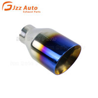 Ujung Knalpot Stainless Steel 51mm hingga 89mm Potongan Miring 160mm Panjang Total Warna Biru Bakar Satu Lubang Keluar