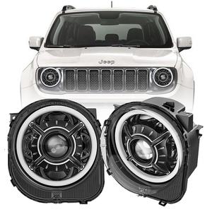 Phare avant projecteur Bi LED DOT SAE Emark pour <span class=keywords><strong>Jeep</strong></span> <span class=keywords><strong>Renegade</strong></span> Accessoires 2015-2021 avec feux de jour - Product Image 1