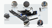 Machine de découpe laser à fibre CNC haute précision pour plaques et tubes, avec tête de découpe à mise au point automatique pour tôles métalliques, tubes ronds et carrés