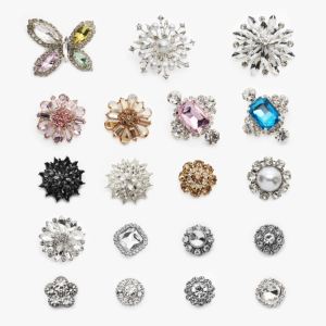 Tùy Chỉnh Rhinestone Nút Cho Đám Cưới Ăn Mặc Lớn Ngọc Trai Và Pha Lê Hợp Kim Kim Loại Chân Nút Cho Phụ Nữ Quần Áo Trang Trí - Product Image 1