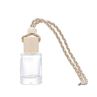 Diffuseurs d'arômes pour voiture en verre, pendentifs parfumés suspendus avec couvercle en bois, décorations de véhicule, contenants d'huile parfumée écologiques et réutilisables