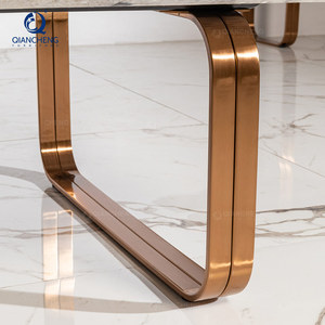 QIANCHENG runder Luxus-Softtisch Wohnzimmermöbel weißer Marmor OEM SS-Möbel Sofa Seitentisch - Product Image 4