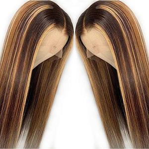 Chất Lượng Hàng Đầu Highlight Color 4/27 Dark Brown Trinh Nữ Tóc Con Người Ren Phía Trước Bob Wig Với Tẩy Trắng Knot Và Tóc Em Bé - Product Image 5