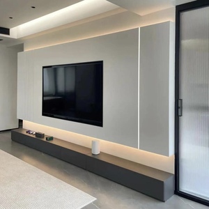 Meuble <span class=keywords><strong>TV</strong></span> en bois moderne minimaliste personnalisable avec vitrine intégrale pour le salon - Product Image 5