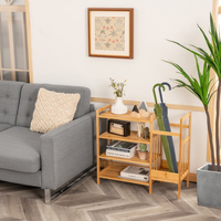 Zapatero de Bambú de 4 Niveles con Soporte para Paraguas y Estantes, Ideal para la Entrada, la Sala de Estar o como Organizador de Zapatos