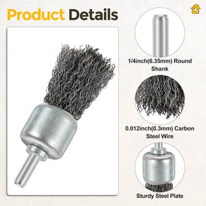 Kits d'outils à combiner librement, 3 pièces, <span class=keywords><strong>en</strong></span> acier, pour nettoyage, polissage et ébavurage, ensemble de mini-brosses métalliques rondes robustes - Product Image 4