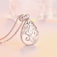 Collier rond en argent 925 de luxe pour femmes, pendentif en zircone opale éblouissant, bijoux de mariée