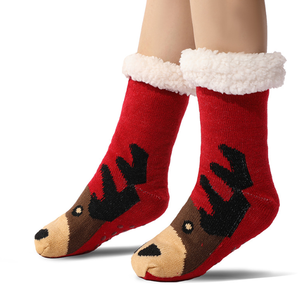 2025 <span class=keywords><strong>Yiwu</strong></span> Bán Buôn Màu Đỏ Santa Bông Tuyết Tuần Lộc Gấu Con Chó Giáng Sinh Cô Gái Phụ Nữ Mùa Đông Cáp Đan Dép Vớ - Product Image 4