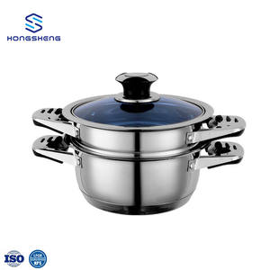 Gran oferta, cazuelas de inducción de acero inoxidable con borde ancho, 16 Uds., juego de utensilios de cocina con tapa de vidrio azul - Product Image 5
