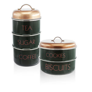 ภาชนะบรรจุอาหารขนาดเล็กแบบ3ผูก,กล่องกระป๋องบรรจุคุกกี้น้ำตาลชากาแฟทำจากโลหะกำหนดได้เองสไตล์ย้อนยุคกันอากาศเข้าสำหรับห้องครัว - Product Image 2
