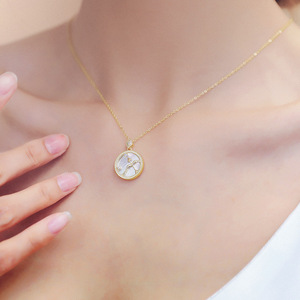 Csja — collier pendentif en laiton plaqué or, bijou classique, en zircon, blanc, mère de perle, coque <span class=keywords><strong>horoscope</strong></span>, modèle <span class=keywords><strong>2021</strong></span>, XL61028 - Product Image 6