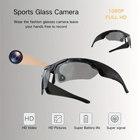 Lunettes de sport avec caméra unique stabilisée HD 1080P - Caméra portable à porter, charge micro USB pour la conduite à moto et les activités de plein air