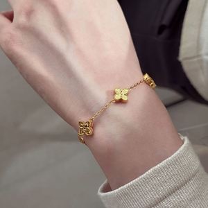 Dylam Blossom Collection S925 Silver 22k <b>Gold</b> Rhodium Plated Link Chain 5A Zirconia Lucky Four Leaf Clover <b>Bracelets</b> Jewelry - Product Image 5