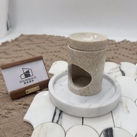 Lampe d'aromathérapie en marbre beige de forme carrée, fabriquée à la main au Japon, style Wabi-sabi, polie, taille personnalisée, diffuseur d'arômes pour la maison