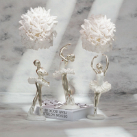 Figurines Artistiques Peintes à la Main en Résine Or et Argent Style Nordique, Ballerine Dansante, Sculpture Décorative pour la Maison, Nouvel An, Vente en Gros