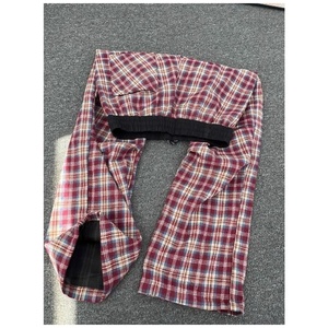 <span class=keywords><strong>Pantalon</strong></span> pour <span class=keywords><strong>homme</strong></span>, style rétro américain, à carreaux rouges, plissé, bicolore, coupe droite avec ourlet légèrement évasé - Product Image 4