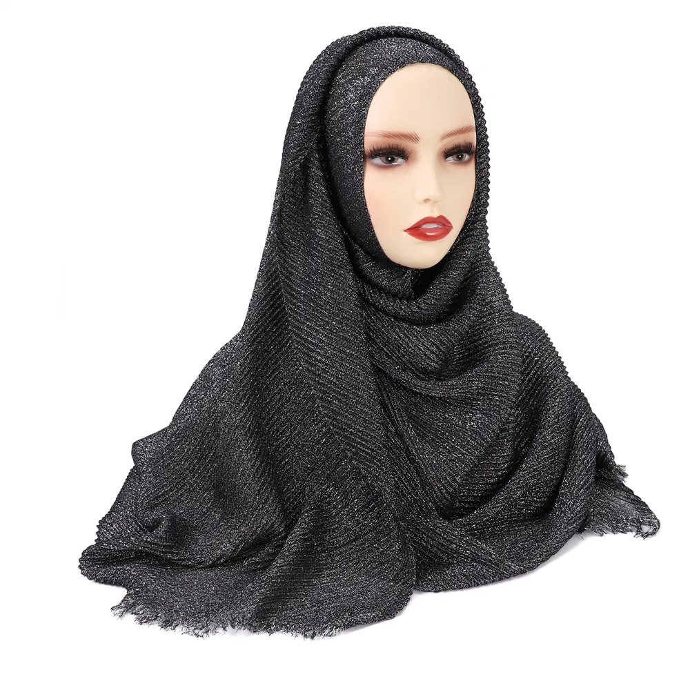 Nuovo arrivo oro shine shimmer viscosa materiale hijab sciarpa scialle oro argento metallizzato hijab sciarpa