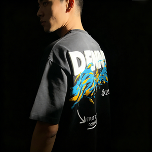 Camiseta con Hombros Caídos, Diseño 3D para Impresión Puff, Tejido de Punto, Bordado, Camiseta para <span class=keywords><strong>Hombre</strong></span>, Diseño Personalizado con Tu Propia Marca - Product Image 3