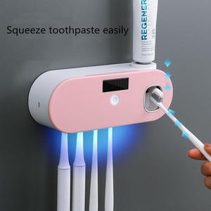 UV <b>Toothbrush</b> Holder for Bathroom 5 <b>Toothbrush</b> Slots Wall Mounted With Toothpaste Dispenser Chargeable Tooth Brushing Holder - Product Image 5