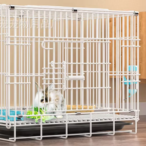 Güzel yeni stil katlanabilir tavşan kafesi rahat tek katmanlı beyaz tavşan kafesi katı desen plastik tepsi ile paketlenmiş kutu - Product Image 4